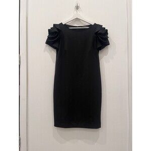 Pietro Brunelli Milano Black Ruffle Short Sleeve Maternity Dress Sz Small